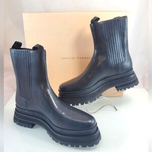 NWT $450 Loeffler Randall Toni Almond Toe Leather Lug Sole Platform Bootie Sz 9